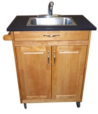 Monsam Single Deep Basin Portable Sink-Wood