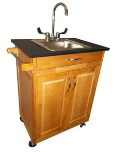 Monsam Single Basin Portable Sink - Wood 36" Tall